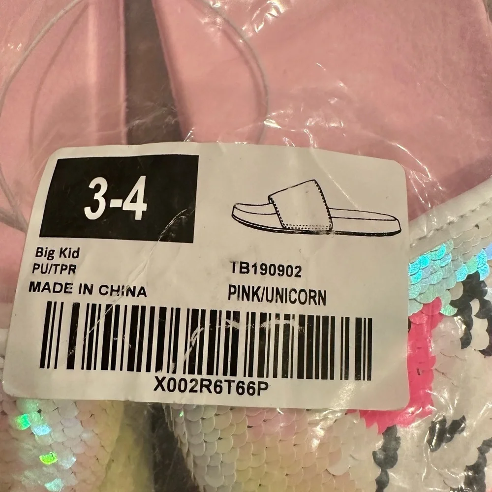 Unicorn Flip Sequin Girls Slide Sandals New! Size 3-4